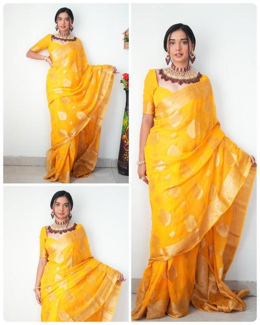 Luxurious Linen: The Soft Slub Ready Wear Saree