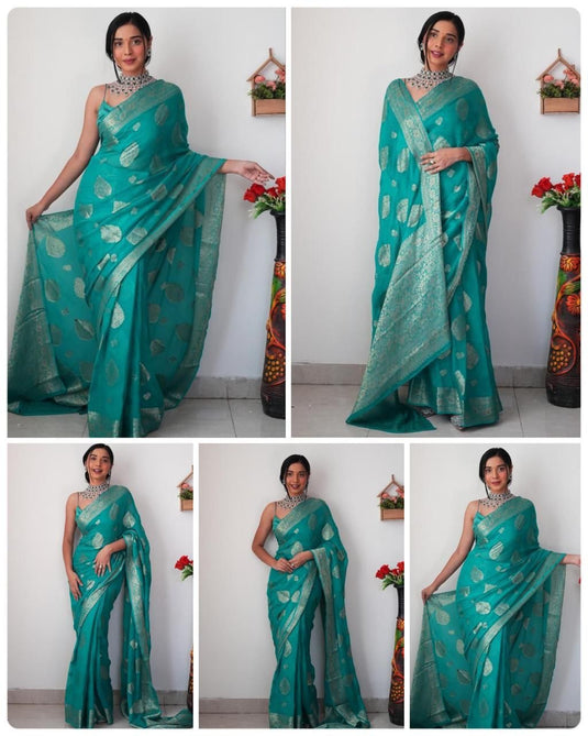 Luxurious Linen: The Soft Slub Ready Wear Saree