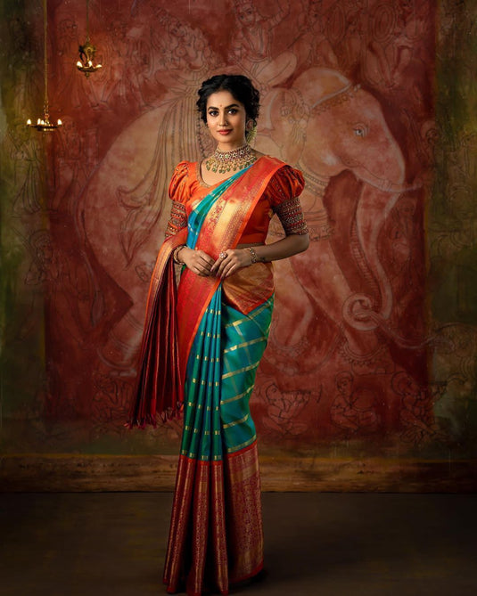 Beautiful Rich Pallu & Jaccquard Work On All Over Saree - thevendorvilla