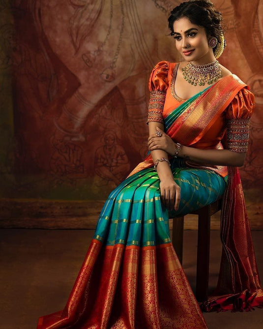 Beautiful Rich Pallu & Jaccquard Work On All Over Saree - thevendorvilla