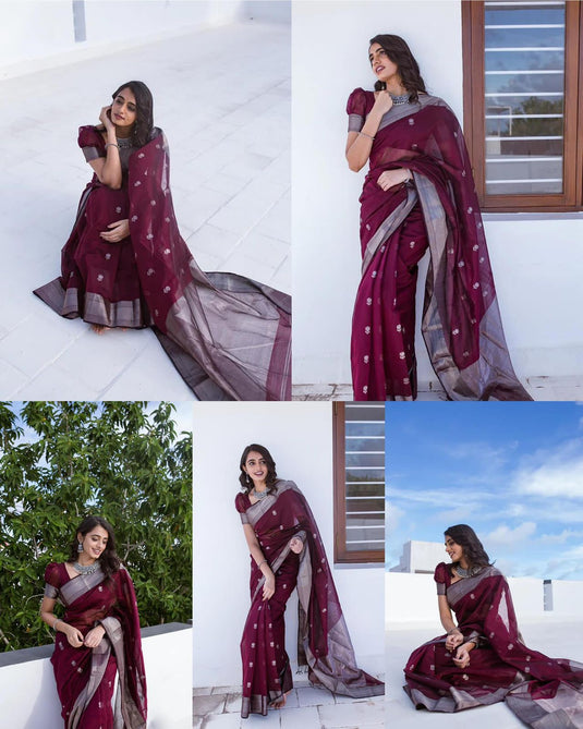 Beautiful Rich Pallu & Jaccquard Work On All Over Saree - thevendorvilla