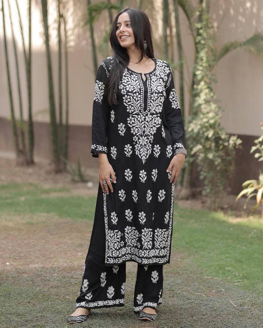 New Exclusive Rayon Embroidered Kurti Pant Pair Design