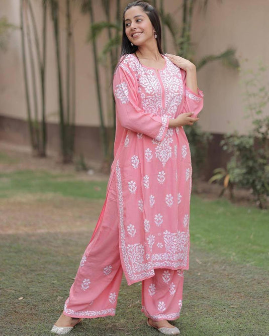 New Exclusive Rayon Embroidered Kurti Pant Pair Design