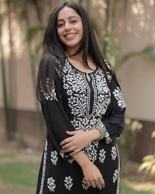 New Exclusive Rayon Embroidered Kurti Pant Pair Design