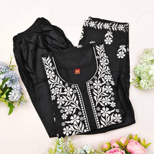 New Exclusive Rayon Embroidered Kurti Pant Pair Design