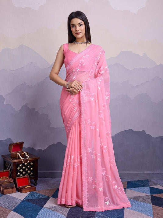 Simmer Embroidered Chiffon Saree