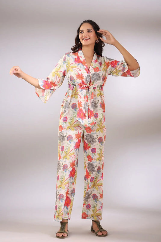 Elevate your wardrobe Cotton Printed Off White Co-ord Set - thevendorvilla