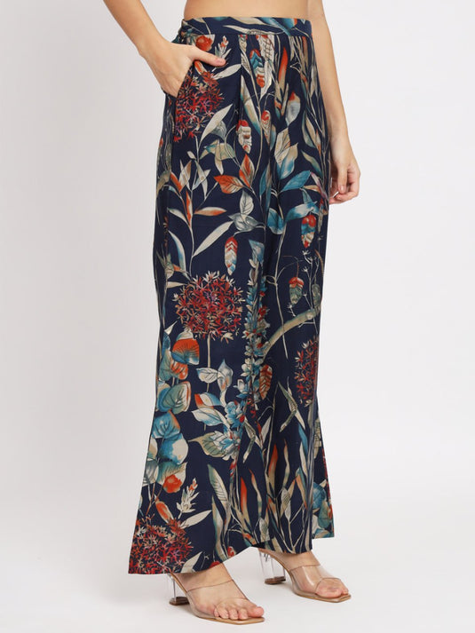 Women's Cotton Regular Fit Floral Printed Top and Plazzo Co-ord Set - thevendorvilla