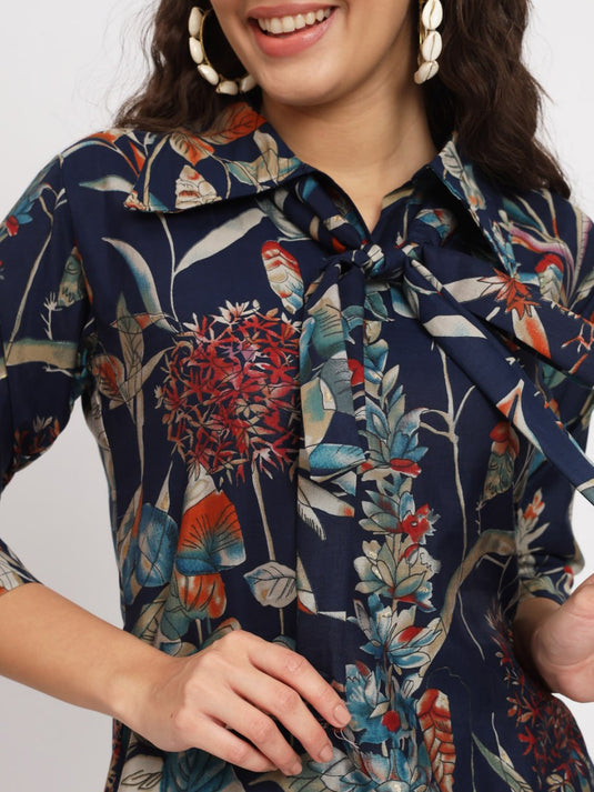 Women's Cotton Regular Fit Floral Printed Top and Plazzo Co-ord Set - thevendorvilla