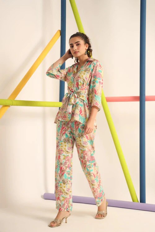 Fancy Printed Multi Color Co Ord Set - thevendorvilla