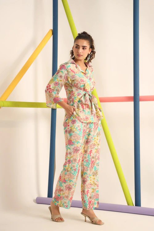 Fancy Printed Multi Color Co Ord Set - thevendorvilla