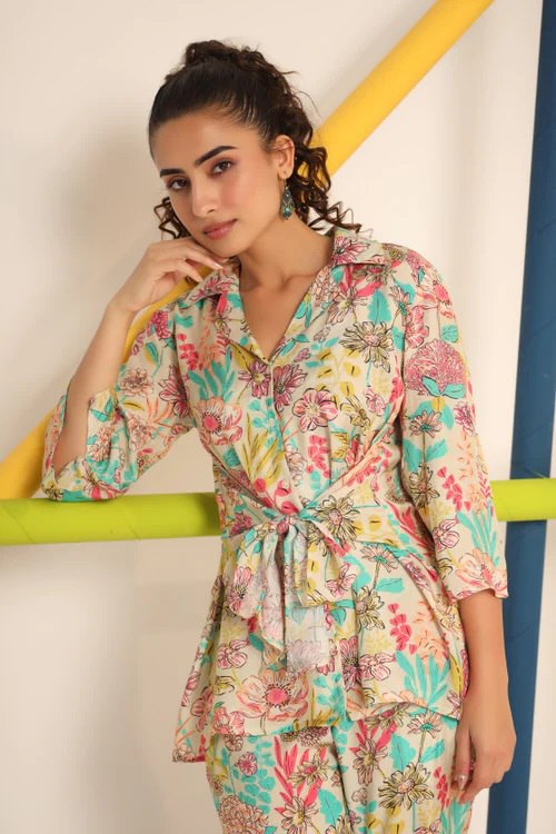Fancy Printed Multi Color Co Ord Set - thevendorvilla