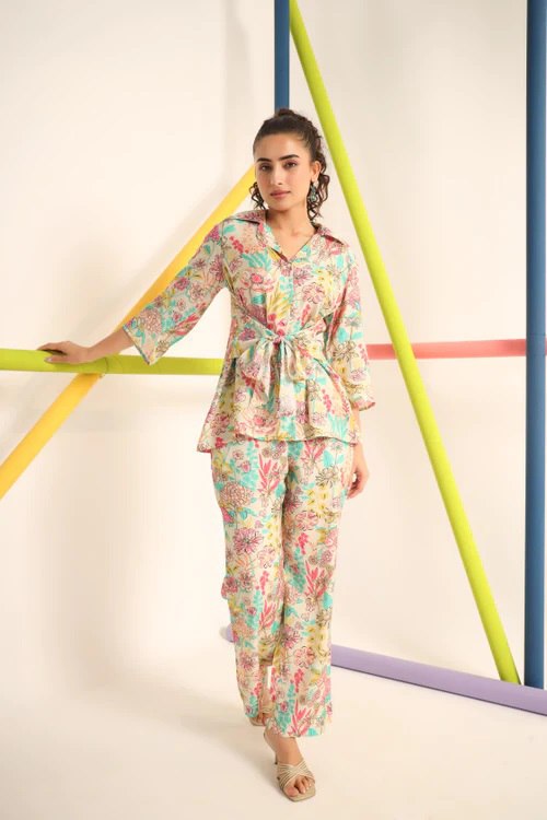 Fancy Printed Multi Color Co Ord Set - thevendorvilla