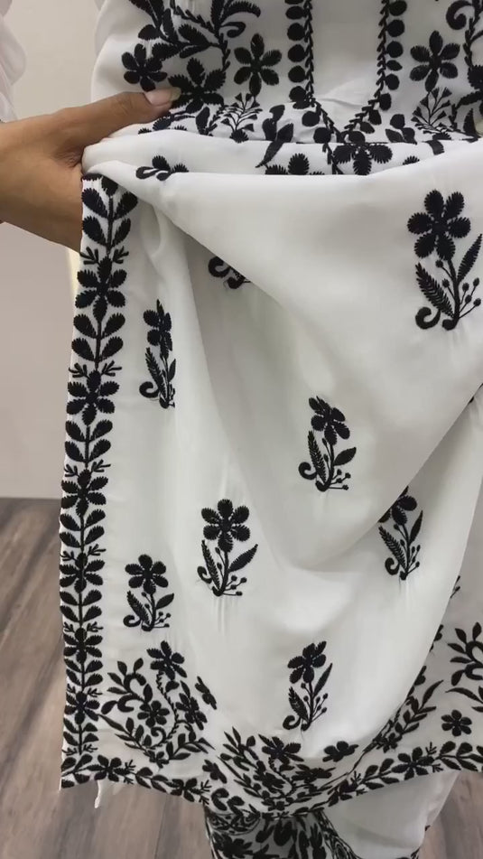 New Exclusive Rayon Chickenkari Embroidered Kurti Design